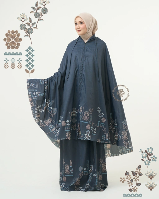 Image of Mukena Compact Miraya Florette Navy