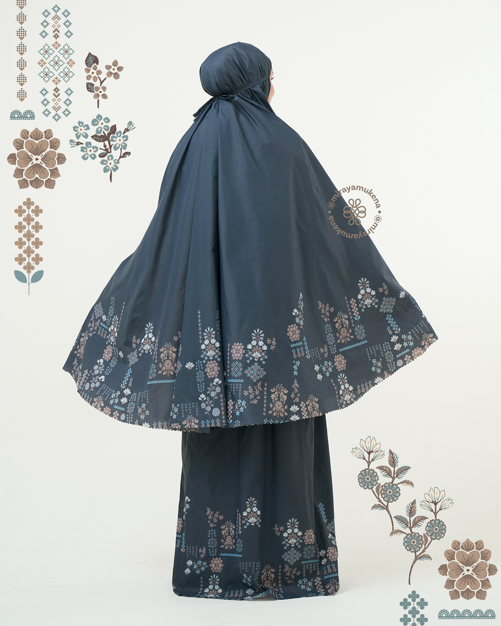 Mukena Compact Miraya Florette Navy