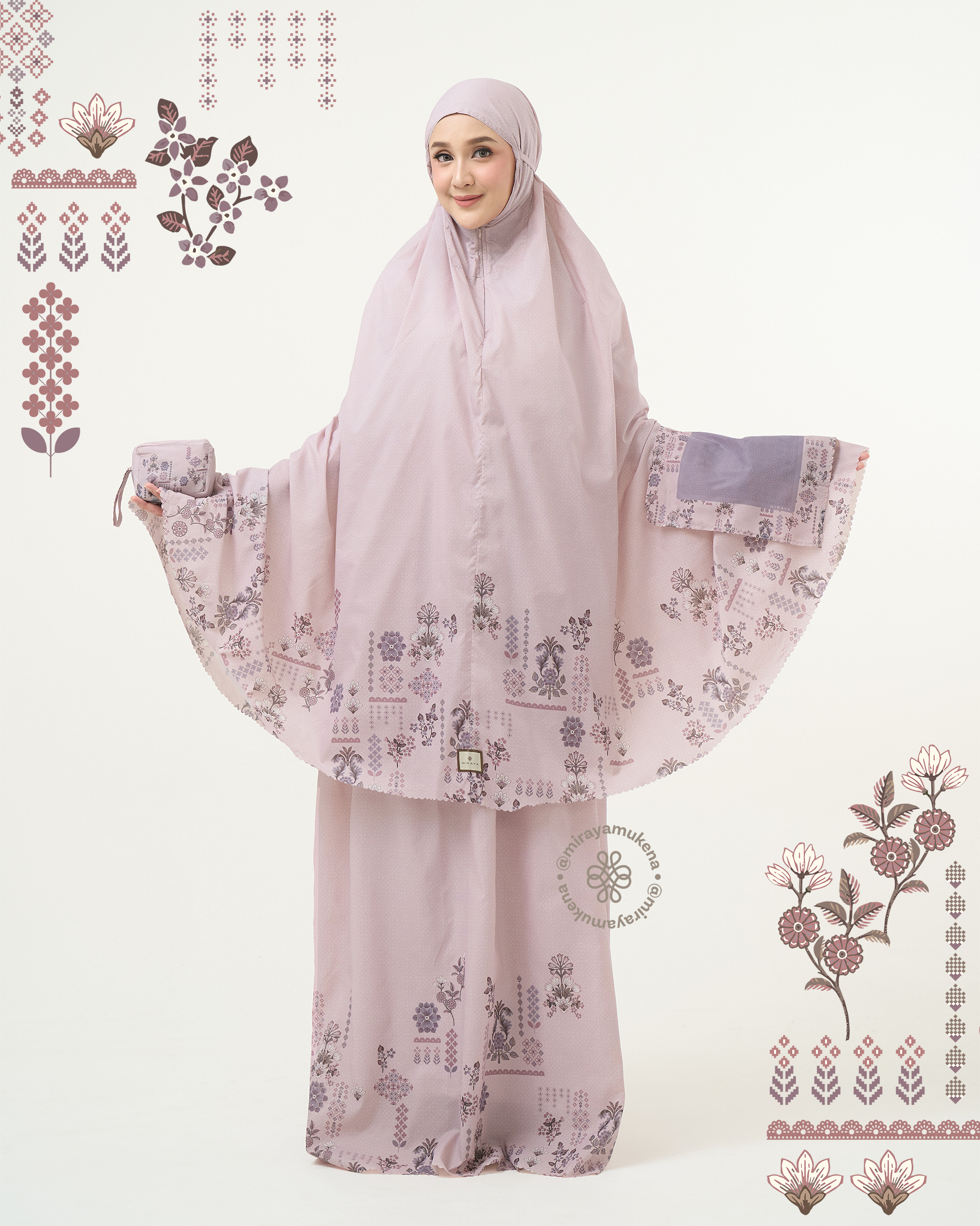 Mukena Compact Miraya Florette Pink
