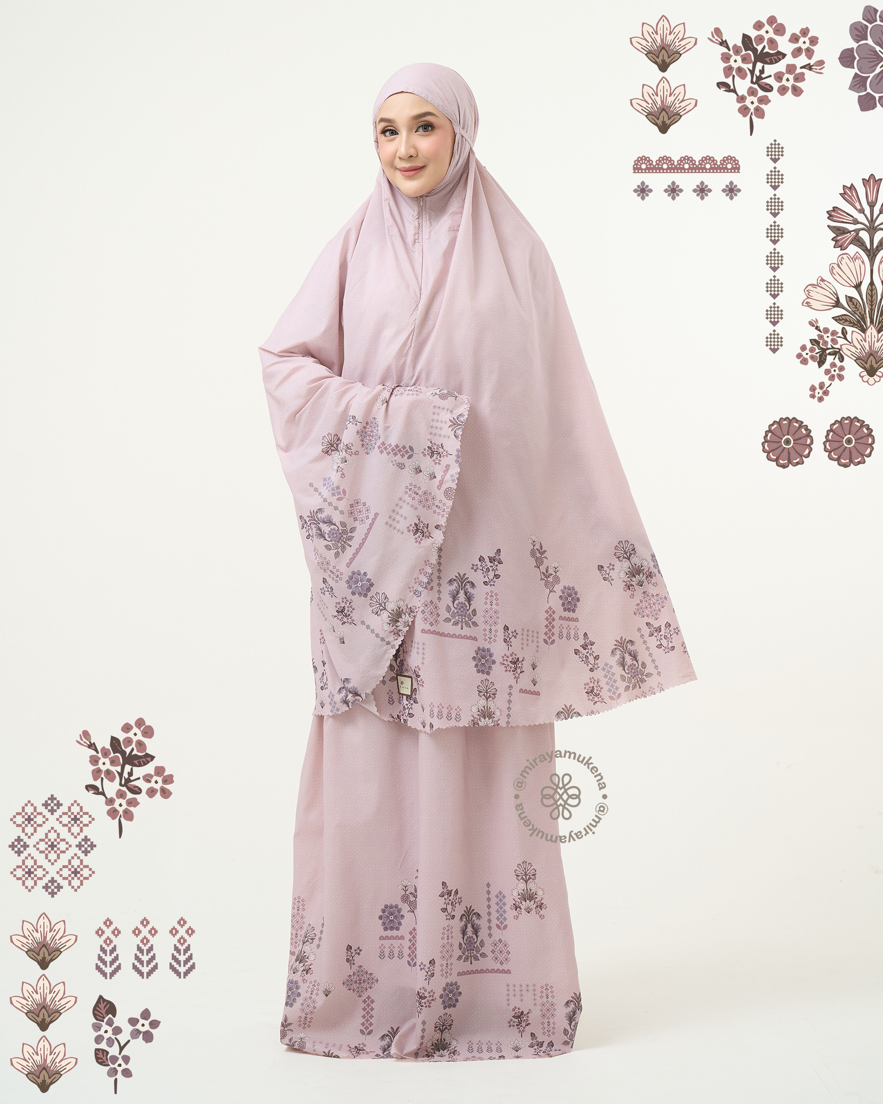 Mukena Compact Miraya Florette Pink