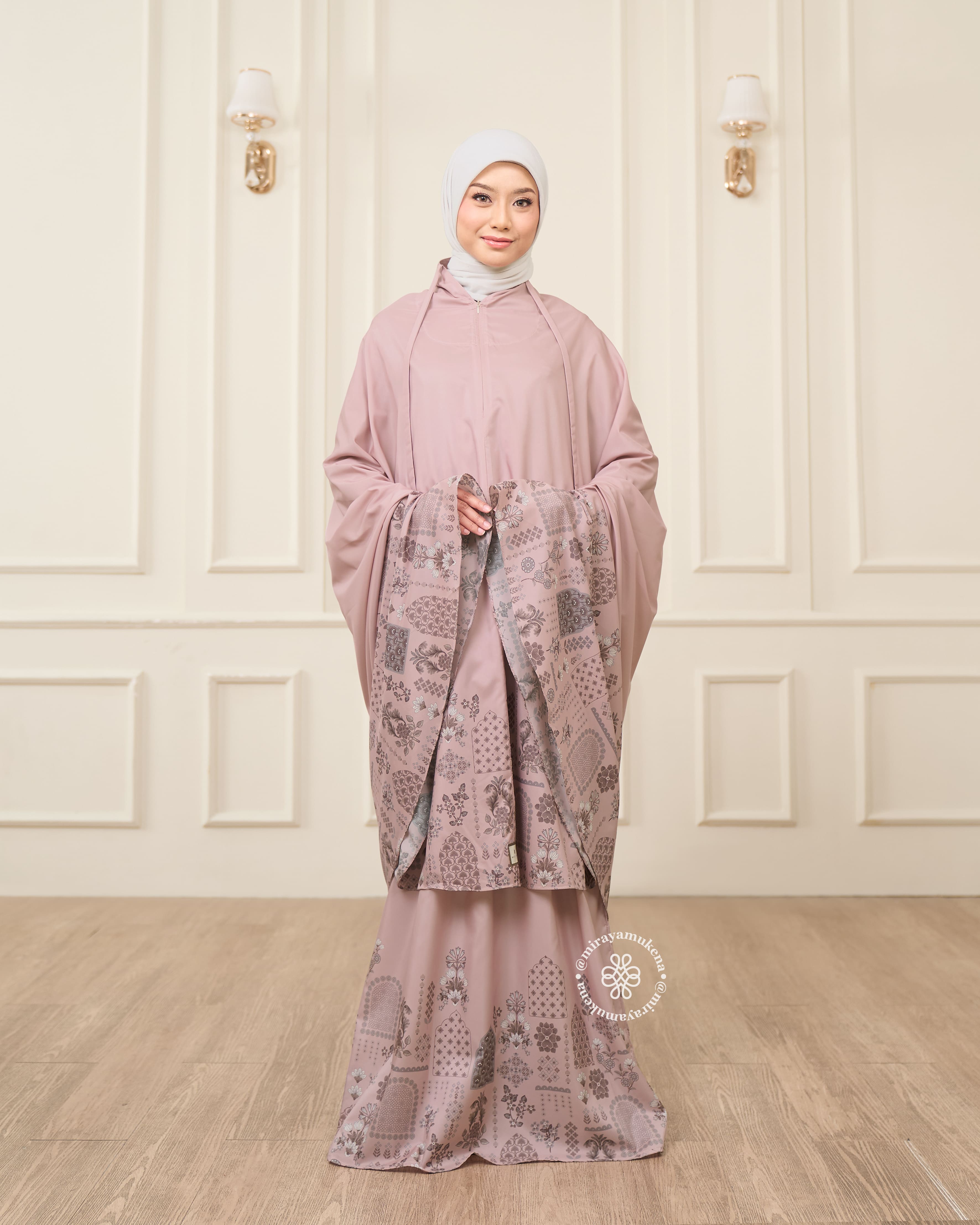 Mukena Serut Printing Miraya Amaryllis Pink