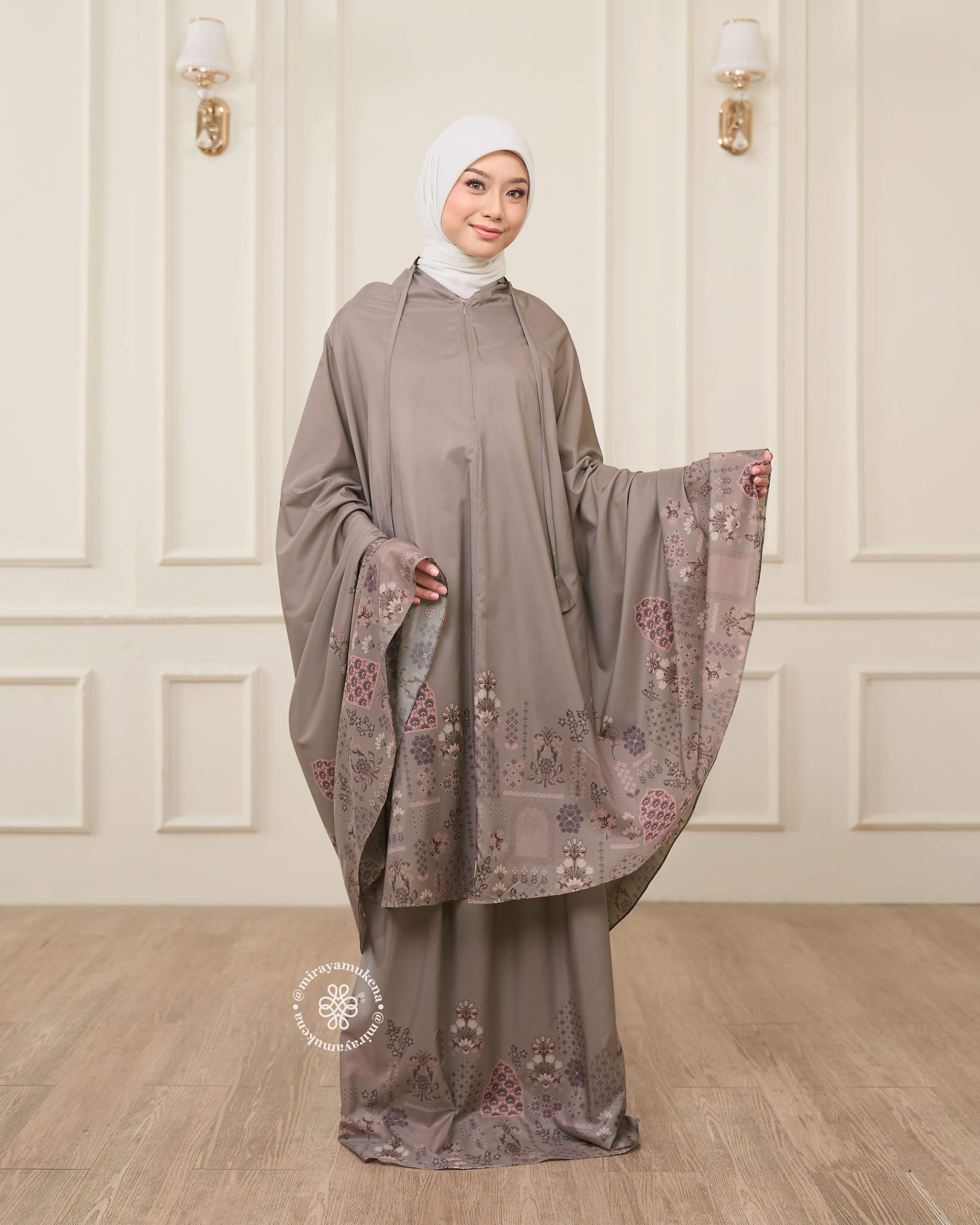 Mukena Serut Printing Miraya Amaryllis Sand