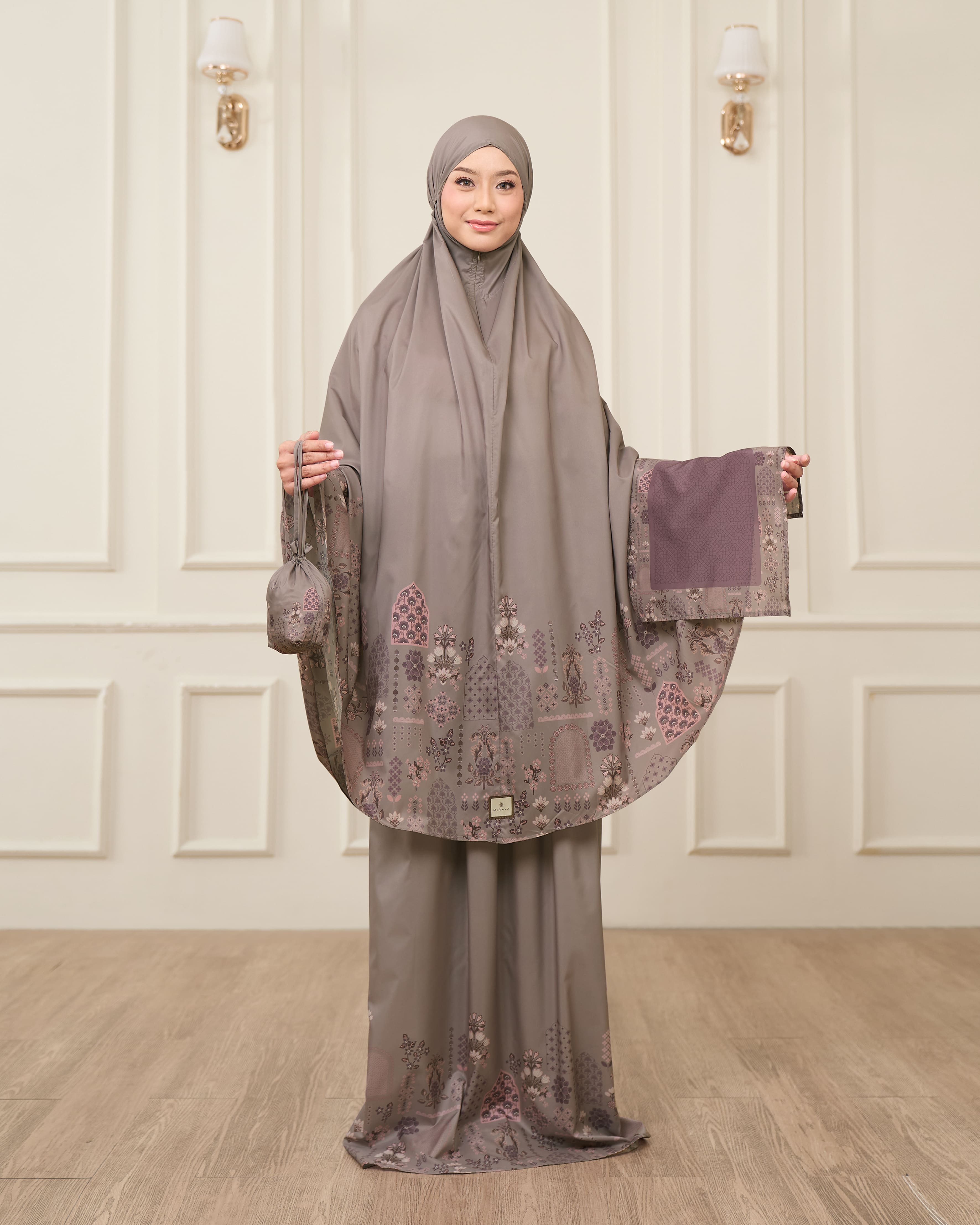 Mukena Serut Printing Miraya Amaryllis Sand