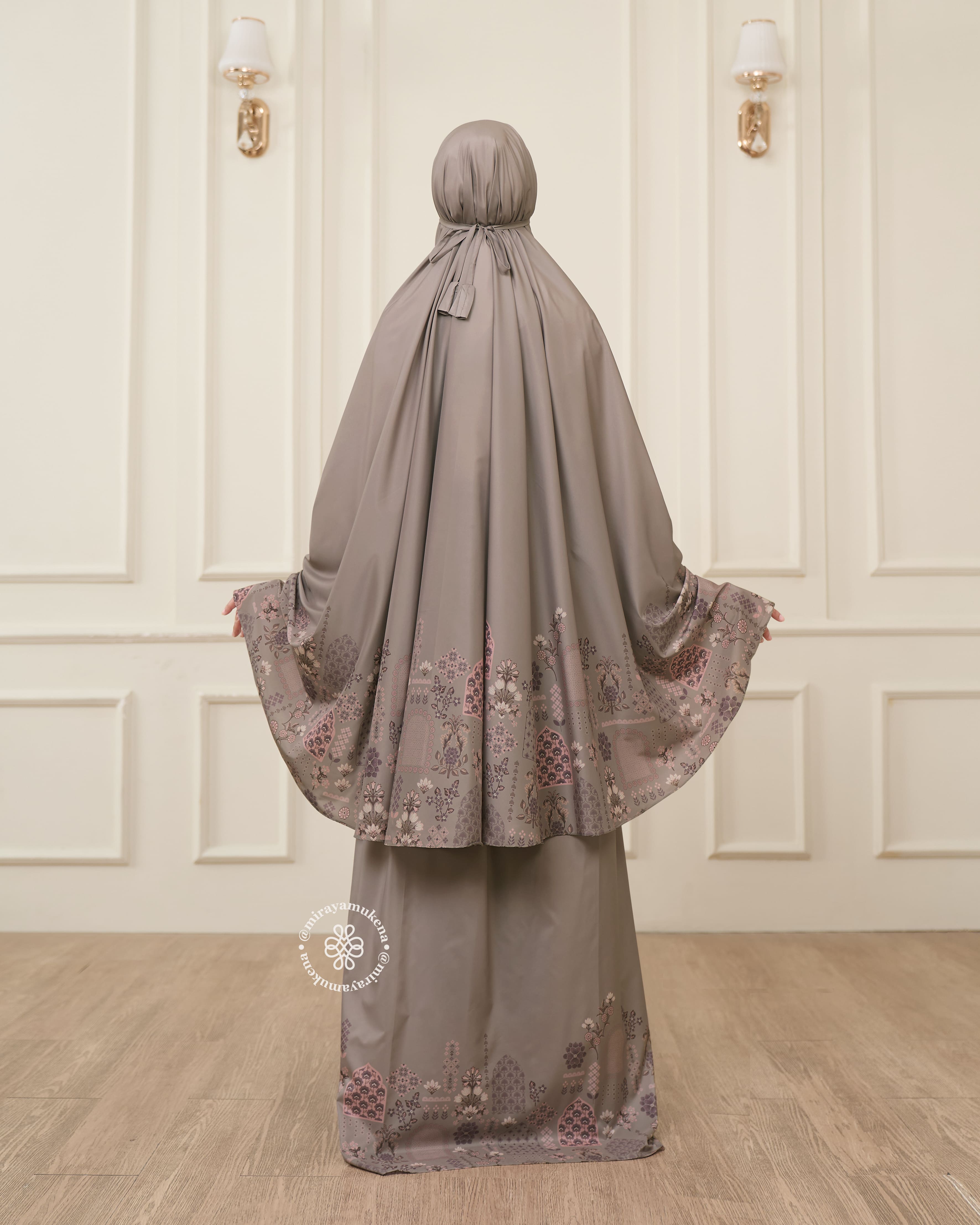 Mukena Serut Printing Miraya Amaryllis Sand