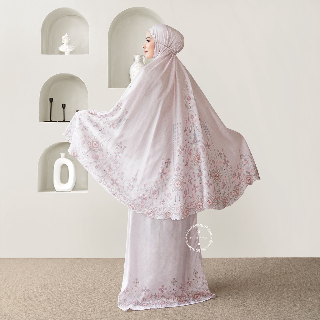 Mukena Travel Printing Miraya Folk Pink