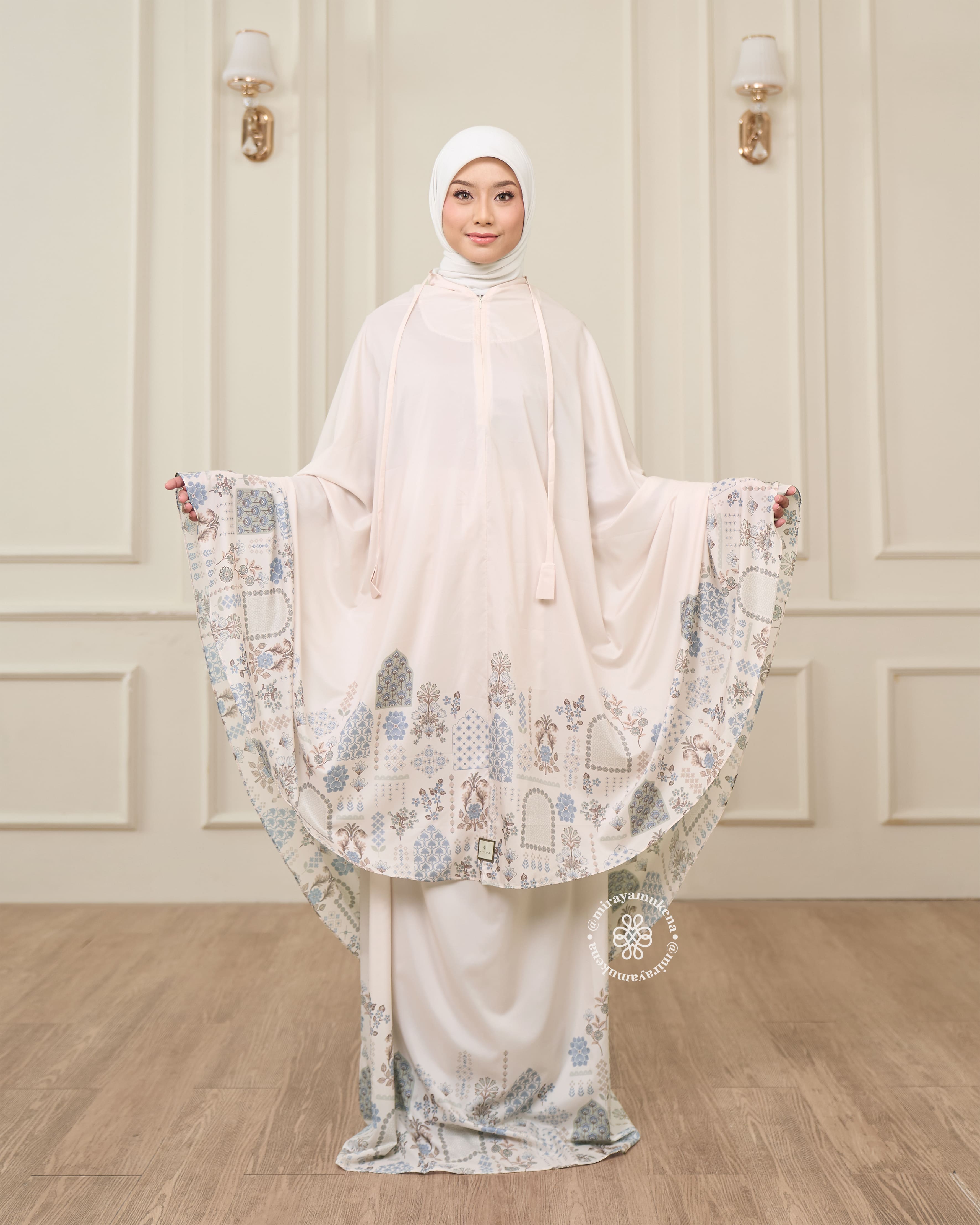 Mukena Serut Printing Miraya Amaryllis White