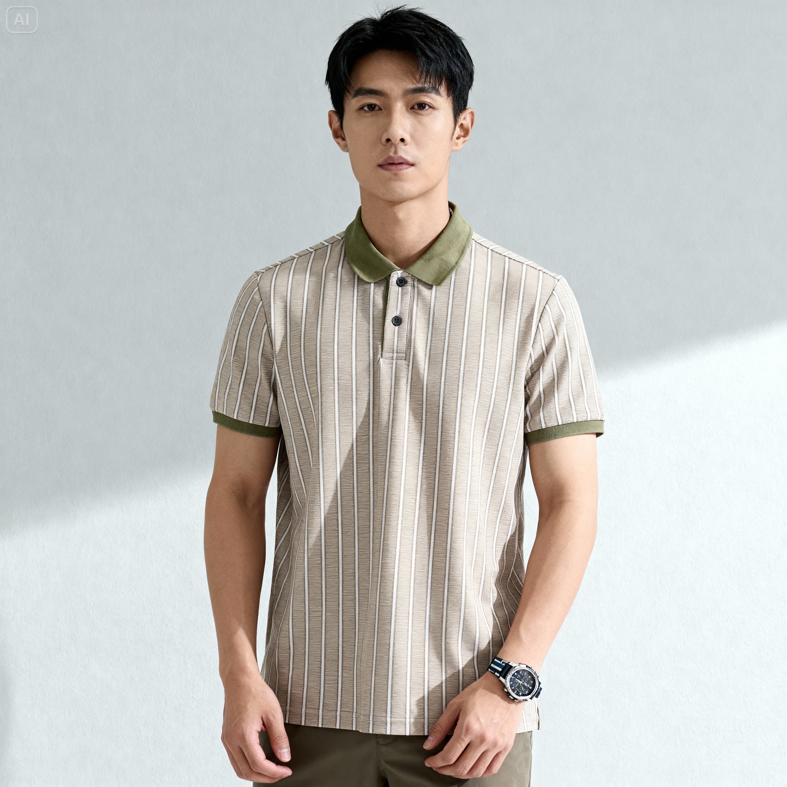 Milky Stripe Polo Shirt