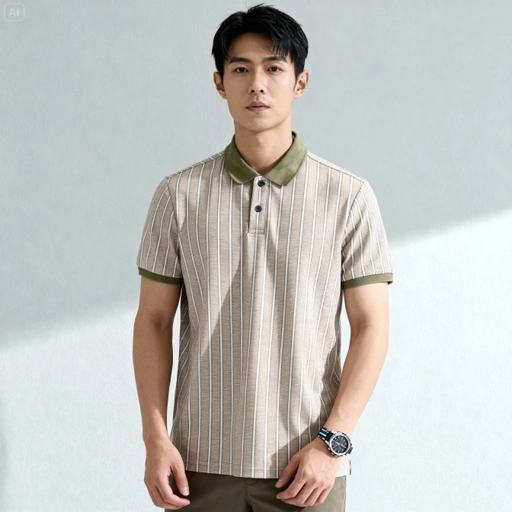 Image of Milky Stripe Polo Shirt