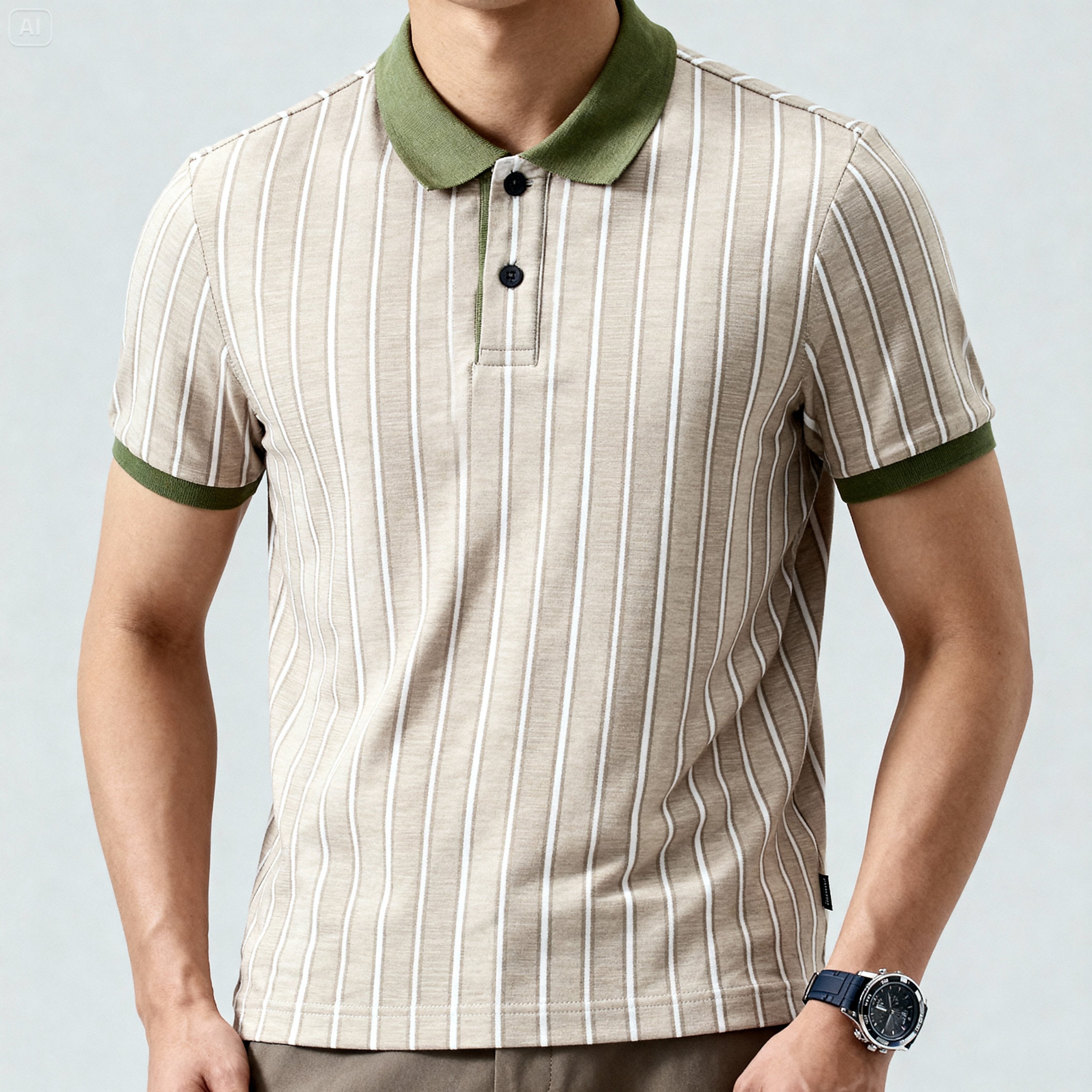 Milky Stripe Polo Shirt