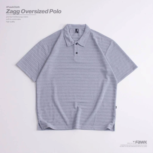 Image of Fawk Zagg Oversized Polo Shirt ( Kaos Kerah Motif Pria Wanita Unisex ) Textured Poloshirt
