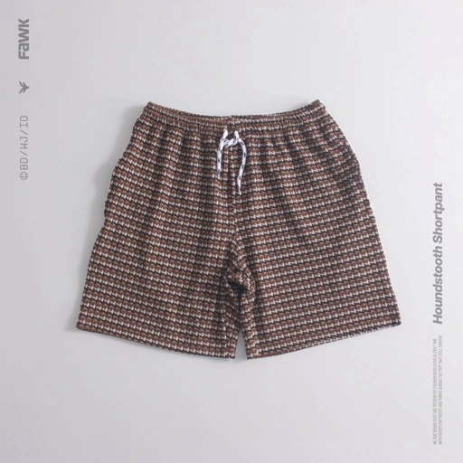 Image of Fawk Houndstooth Short Pants [ Celana Pendek Pria Motif Kotak ] Boardshort Casual Streetwear Unisex