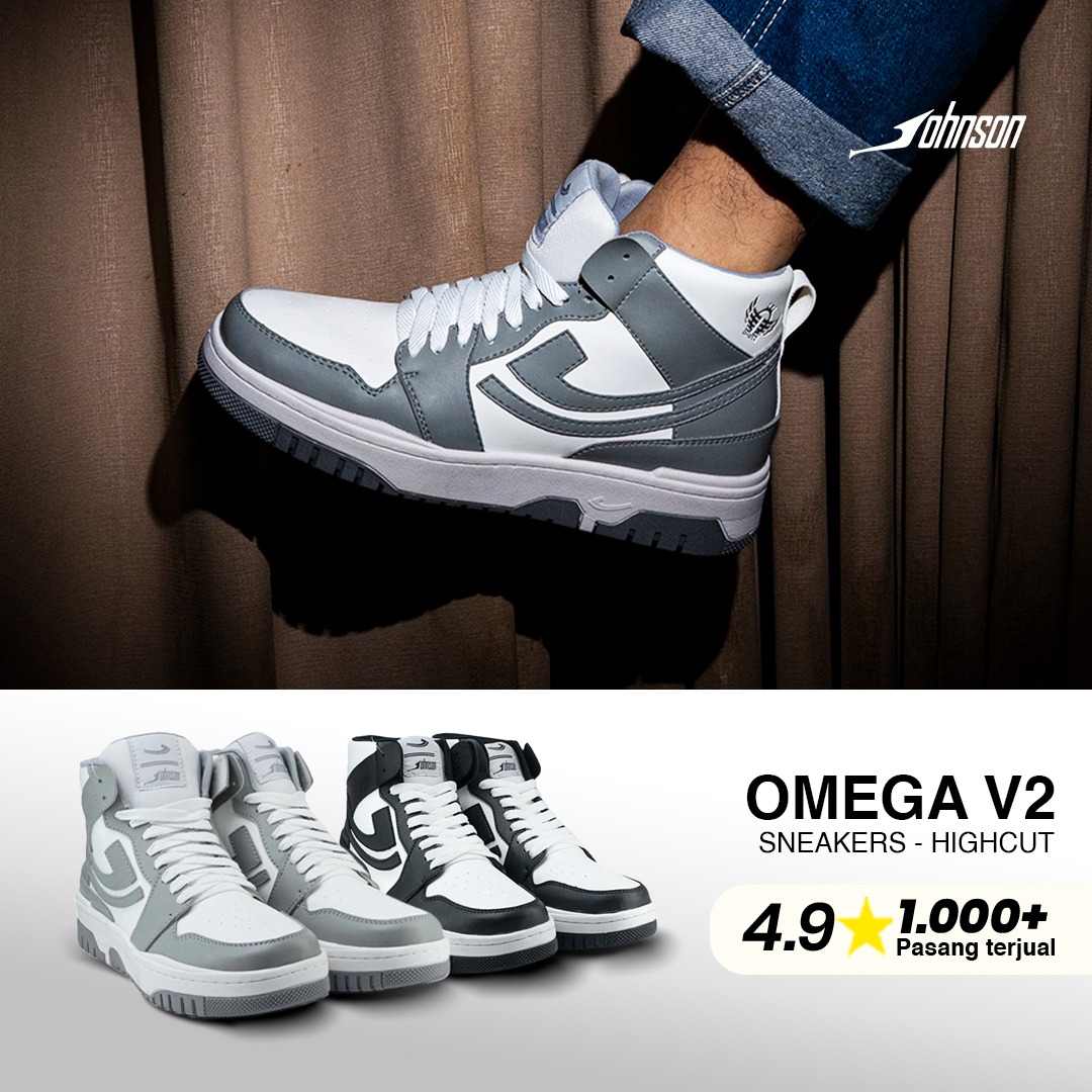 SEPATU SNEAKERS JOHNSON - OMEGA V.2 HIGHCUT (HC) BLACK WHITE