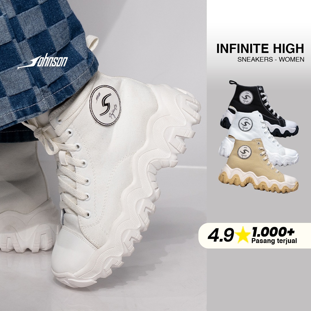 SEPATU SNEAKERS WANITA - JOHNSON INFINITE BLACK | BEIGE | WHITE