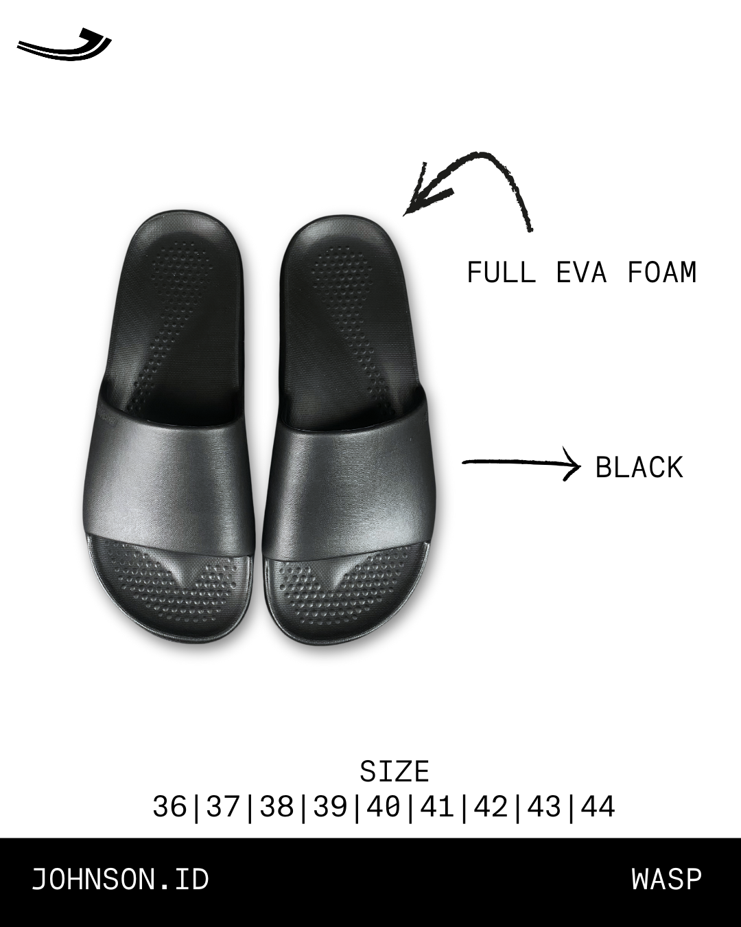 SANDAL SLIDE JOHNSON WASP - BLACK | WHITE | GREY