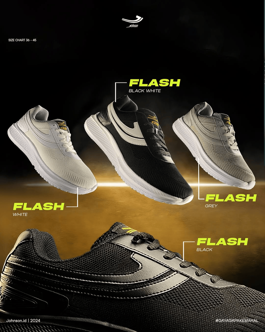 SEPATU SNEAKERS JOHNSON - FLASH BLACK WHITE