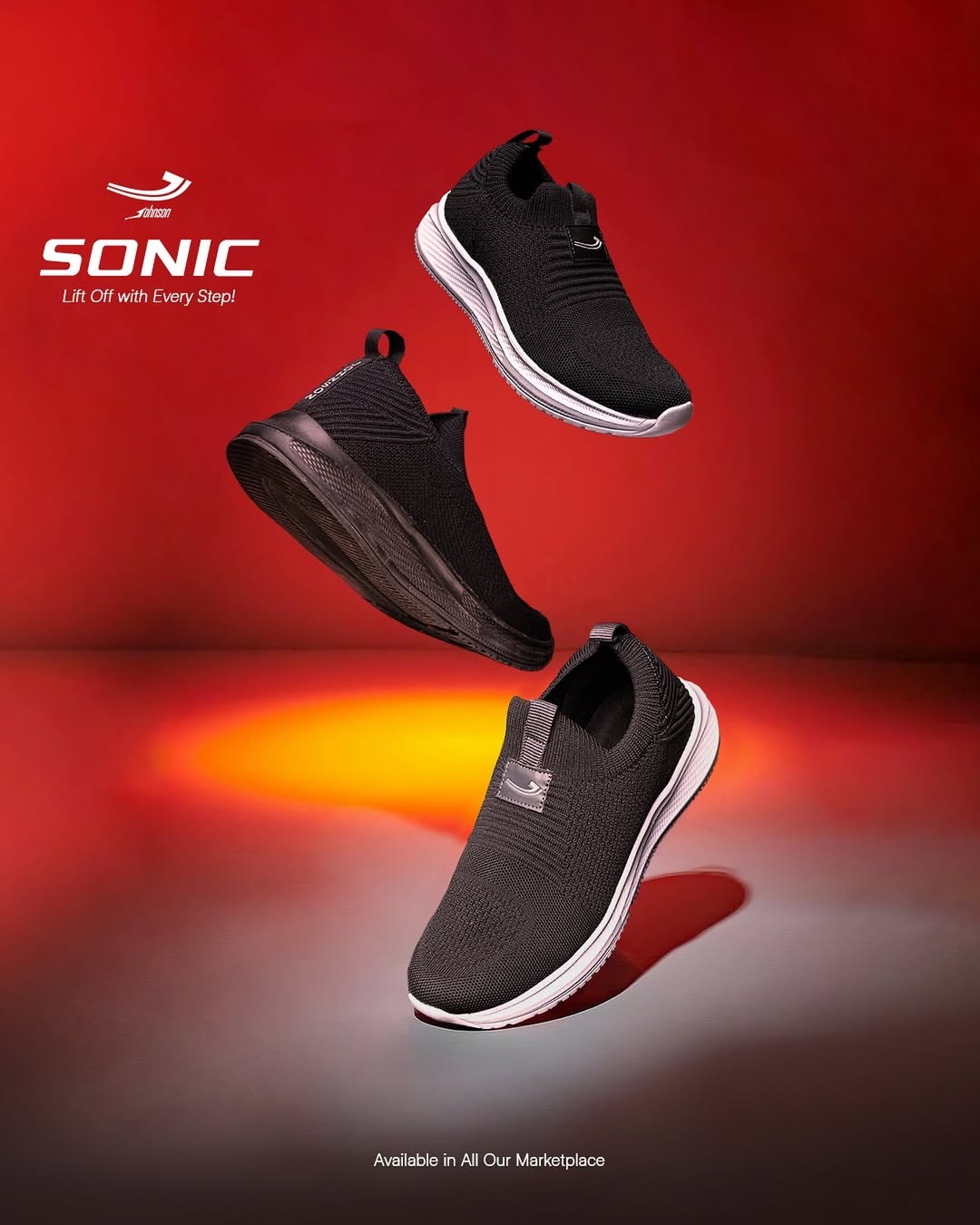 SEPATU SLIP ON JOHNSON - SONIC BLACK WHITE | BLACK