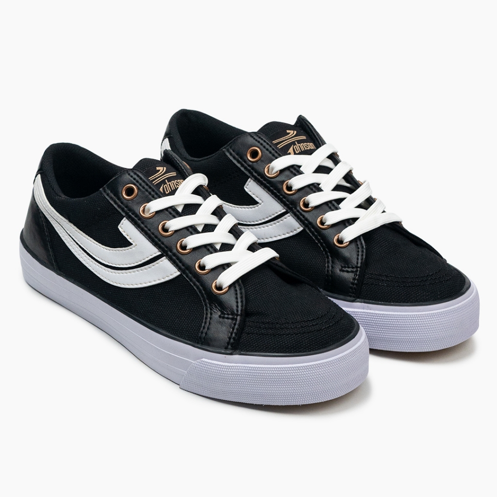 SEPATU SNEAKERS JOHNSON - PLUTO LOWCUT (LC) BLACK WHITE