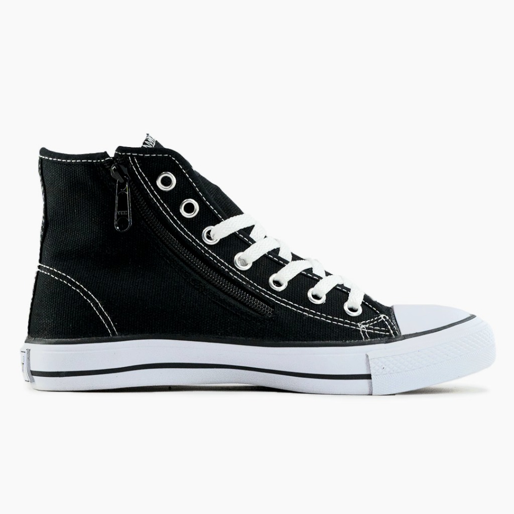 SEPATU SNEAKERS JOHNSON - ZIPPER HIGHCUT (HC) BLACK WHITE