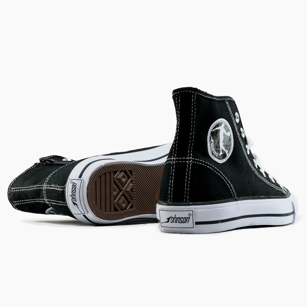 SEPATU SNEAKERS JOHNSON - ZIPPER HIGHCUT (HC) BLACK WHITE