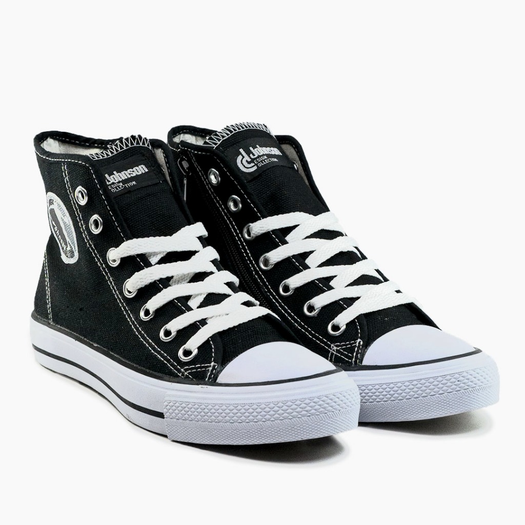 SEPATU SNEAKERS JOHNSON - ZIPPER HIGHCUT (HC) BLACK WHITE
