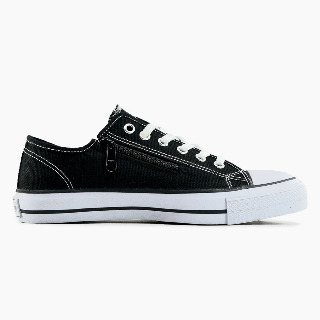 SEPATU SNEAKERS JOHNSON - ZIPPER LOWCUT (LC) BLACK WHITE
