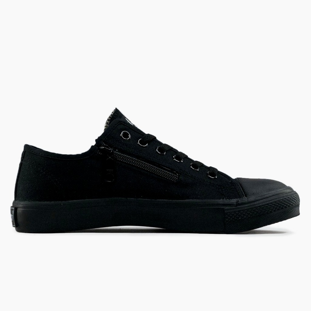 SEPATU SNEAKERS JOHNSON - ZIPPER LOWCUT (LC) BLACK MONO