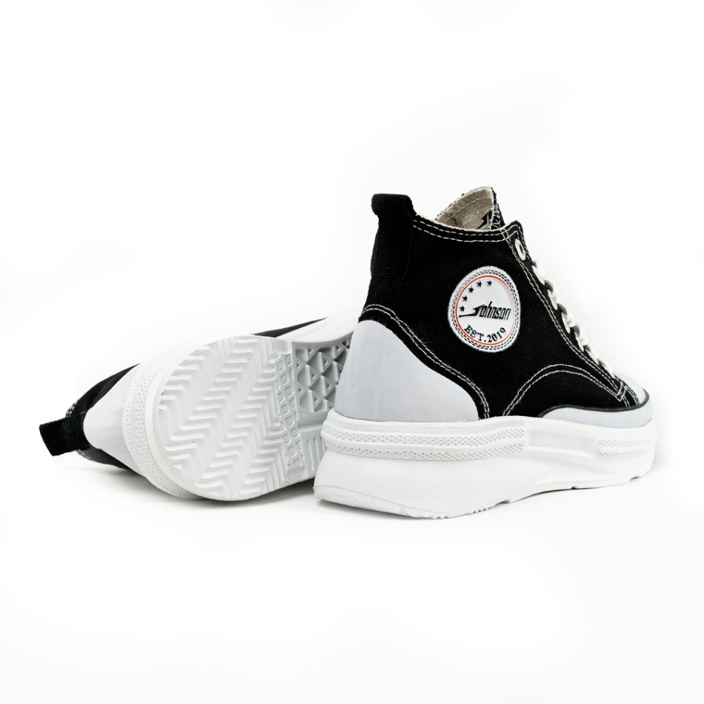 SEPATU SNEAKERS WANITA JOHNSON - CLOUD HIGHCUT (HC) BLACK WHITE