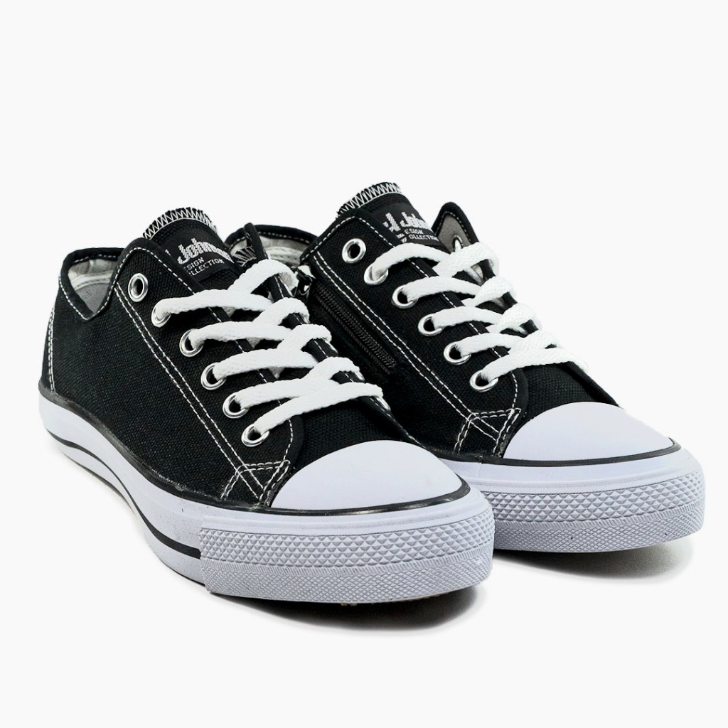 SEPATU SNEAKERS JOHNSON - ZIPPER LOWCUT (LC) BLACK WHITE