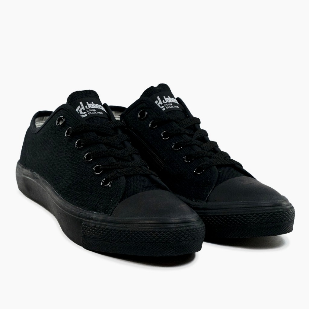 SEPATU SNEAKERS JOHNSON - ZIPPER LOWCUT (LC) BLACK MONO