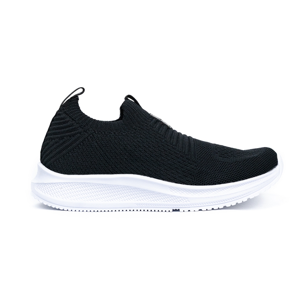 SEPATU SLIP ON JOHNSON - SONIC BLACK WHITE | BLACK