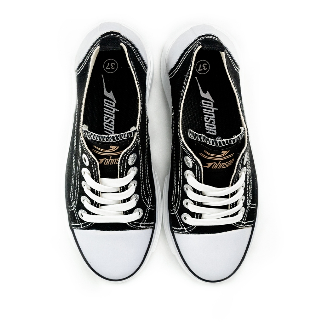 SEPATU SNEAKERS WANITA JOHNSON - CLOUD LC (LOWCUT) BLACK WHITE
