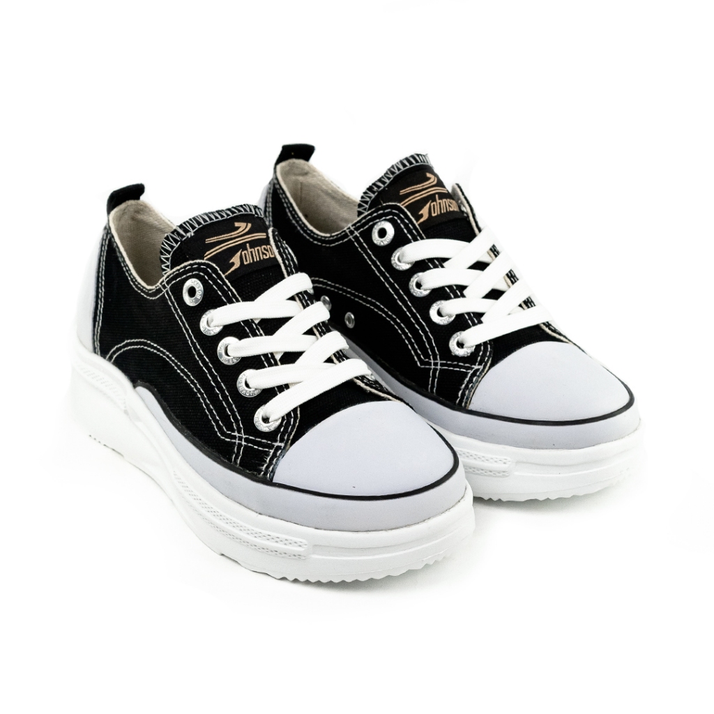 SEPATU SNEAKERS WANITA JOHNSON - CLOUD LC (LOWCUT) BLACK WHITE