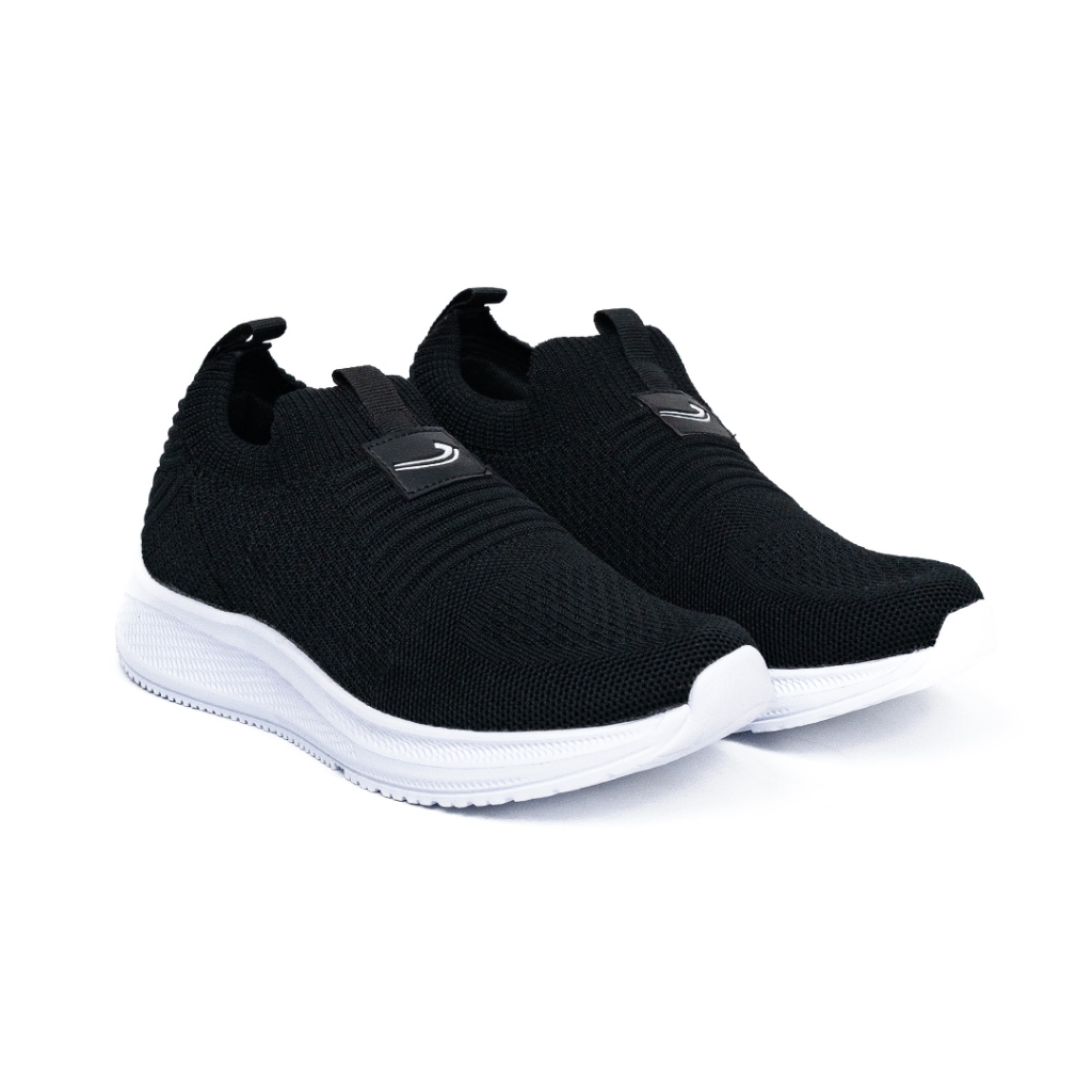 SEPATU SLIP ON JOHNSON - SONIC BLACK WHITE | BLACK