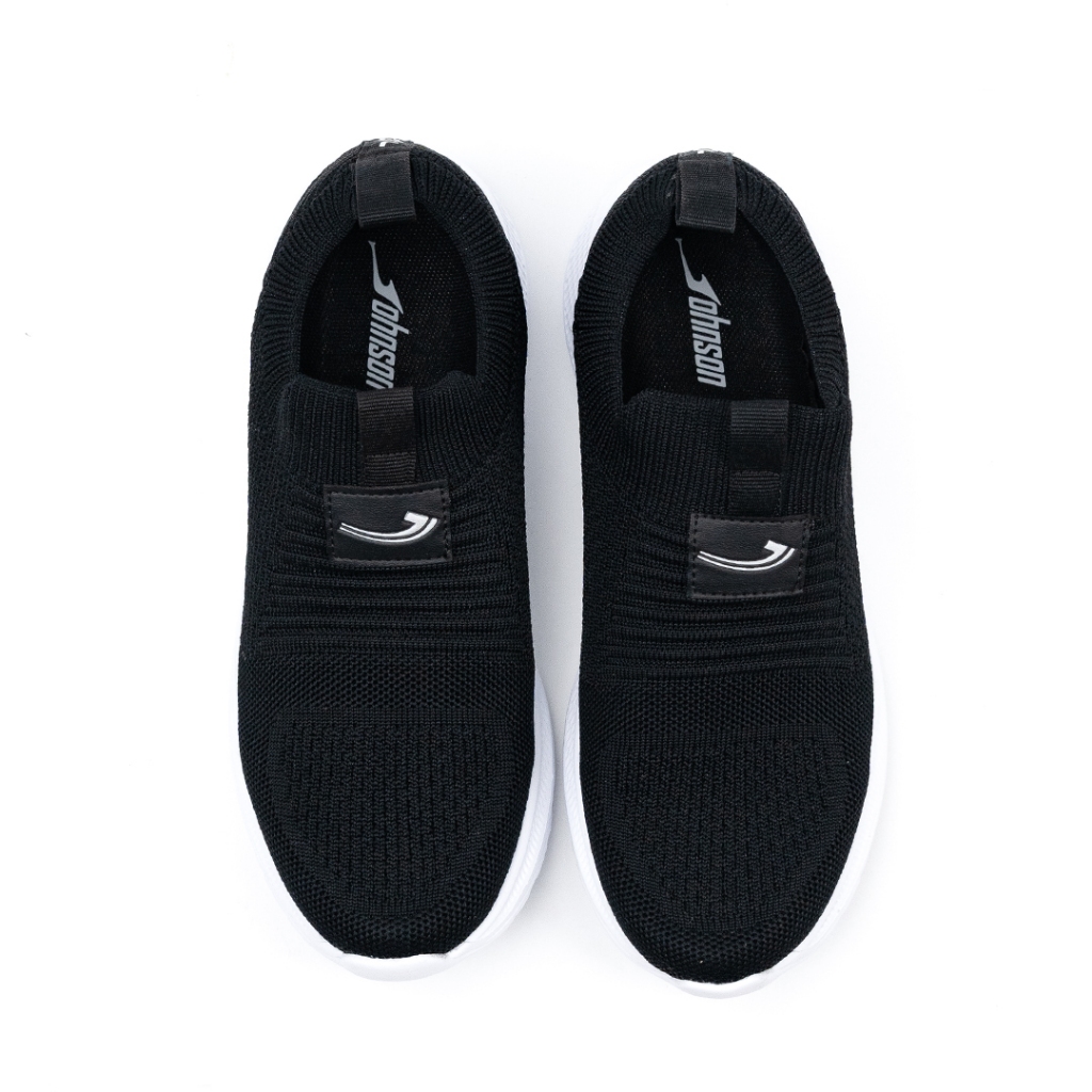 SEPATU SLIP ON JOHNSON - SONIC BLACK WHITE | BLACK