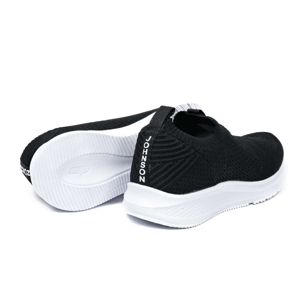 SEPATU SLIP ON JOHNSON - SONIC BLACK WHITE | BLACK