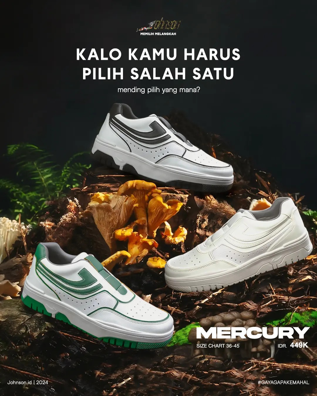 SEPATU SNEAKERS JOHNSON - MERCURY WHITE BLACK