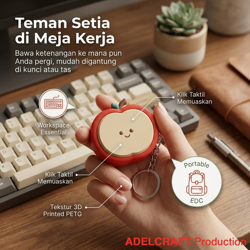 Ktmstore - Apple Clicker Fidget Gantungan Kunci Mechanical Keyboard 3D ASMR PETG Apel Premium