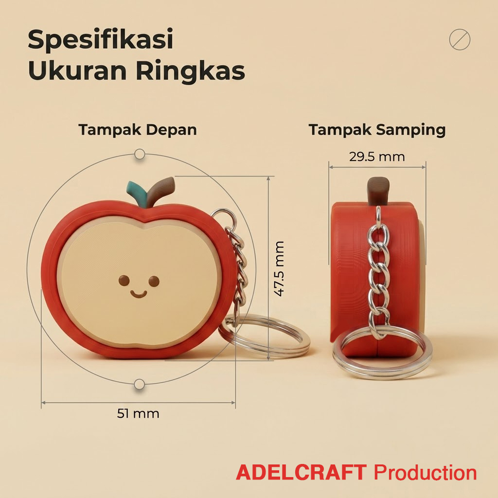 Ktmstore - Apple Clicker Fidget Gantungan Kunci Mechanical Keyboard 3D ASMR PETG Apel Premium