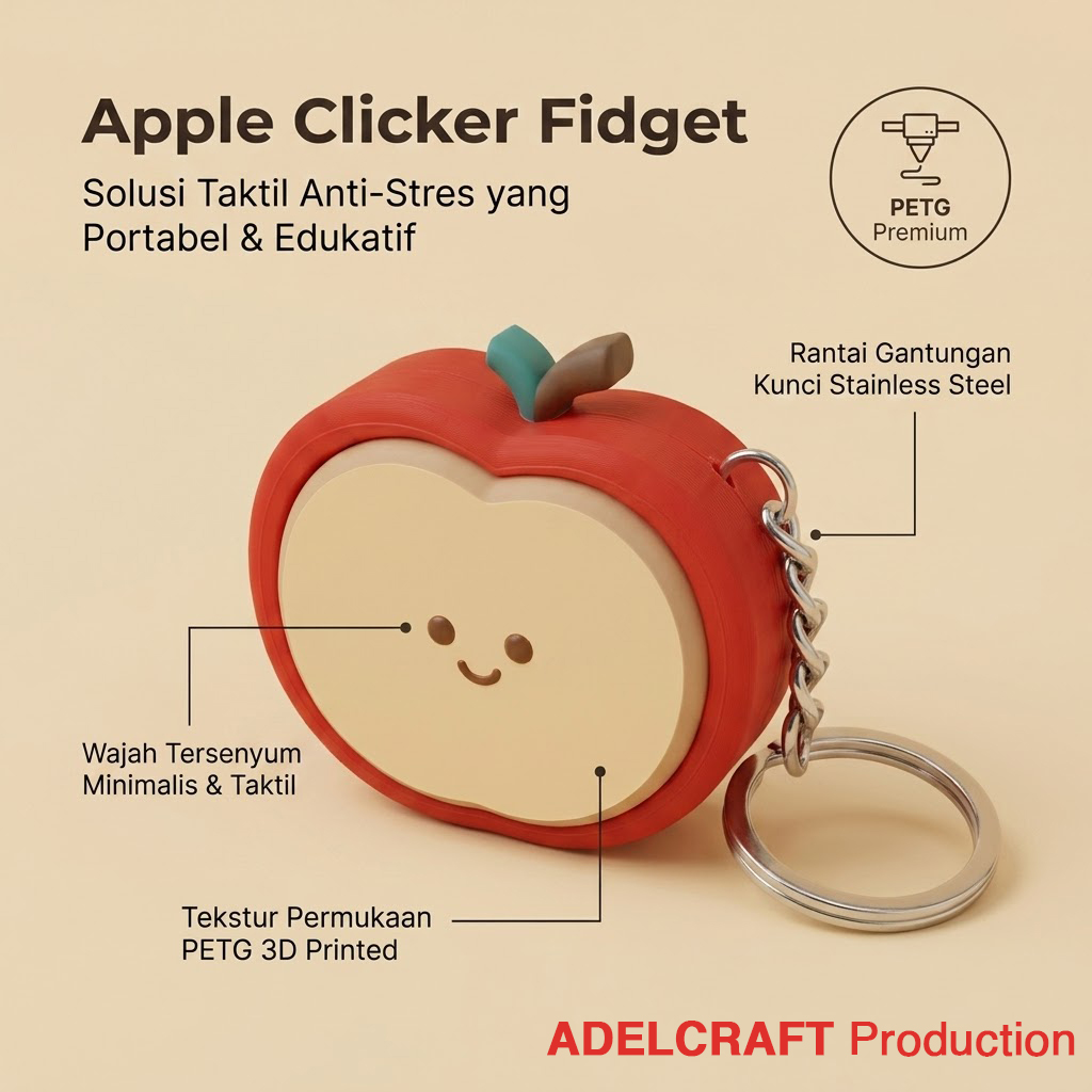 Ktmstore - Apple Clicker Fidget Gantungan Kunci Mechanical Keyboard 3D ASMR PETG Apel Premium