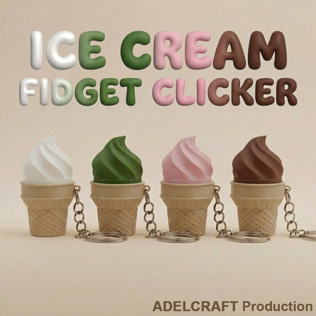 Ktmstore - Ice Cream Clicker Fidget Gantungan Kunci Mechanical Keyboard Keycap Es Krim 3D ASMR Clicky