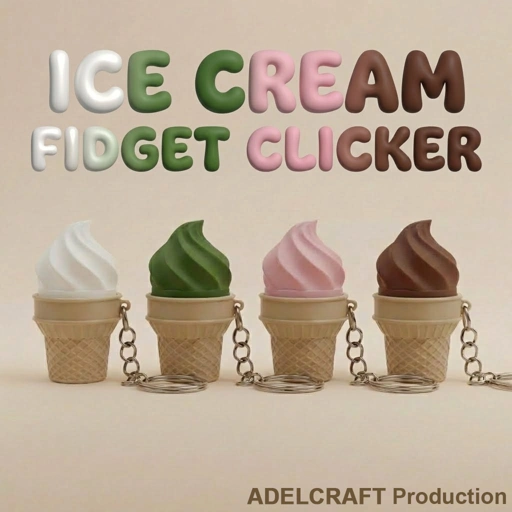 Ktmstore - Ice Cream Clicker Fidget Gantungan Kunci Mechanical Keyboard Keycap Es Krim 3D ASMR Clicky
