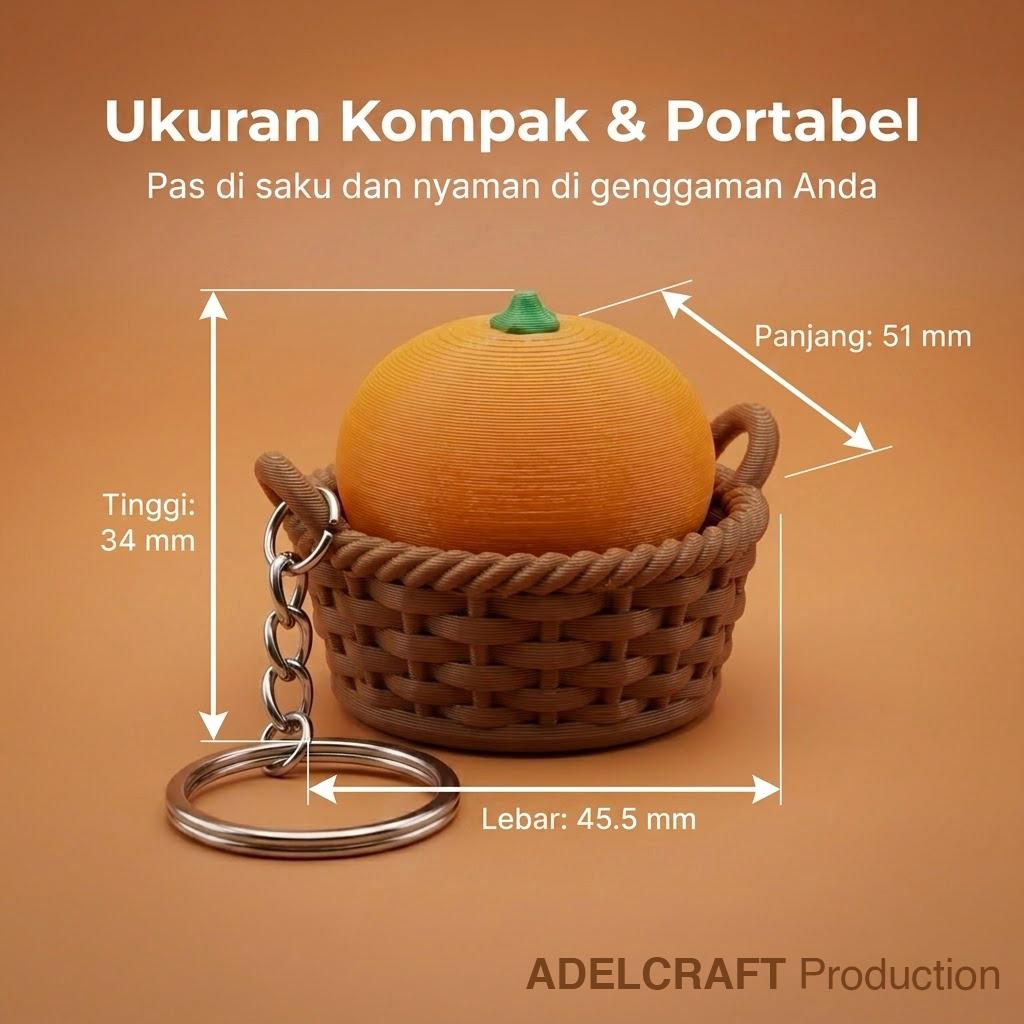Ktmstore - Orange Basket Clicker Fidget Keranjang Jeruk Oren Gantungan Kunci Mechanical Keyboard 3D ASMR PETG