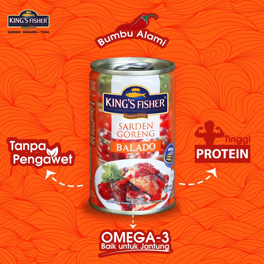 King's Fisher Sarden Goreng Rasa Balado Makanan Kaleng 425 gr