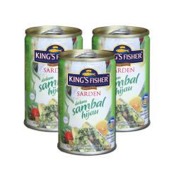 Paket 3 pcs Kings Fisher Sarden mini Sambal Hijau Makanan Kaleng 155g kings fisher