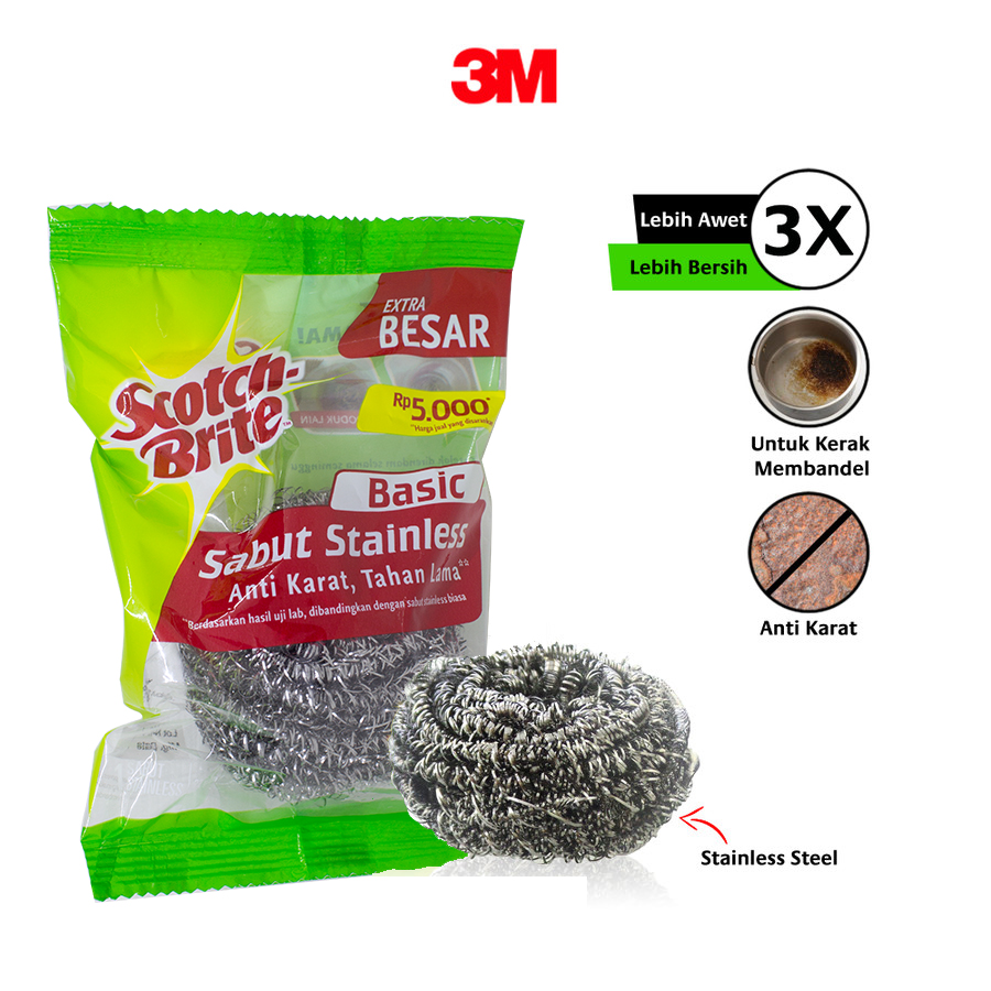 Scotch-Brite 3M Sabut Cuci Panci Stainless Basic Anti Karat ID-T58