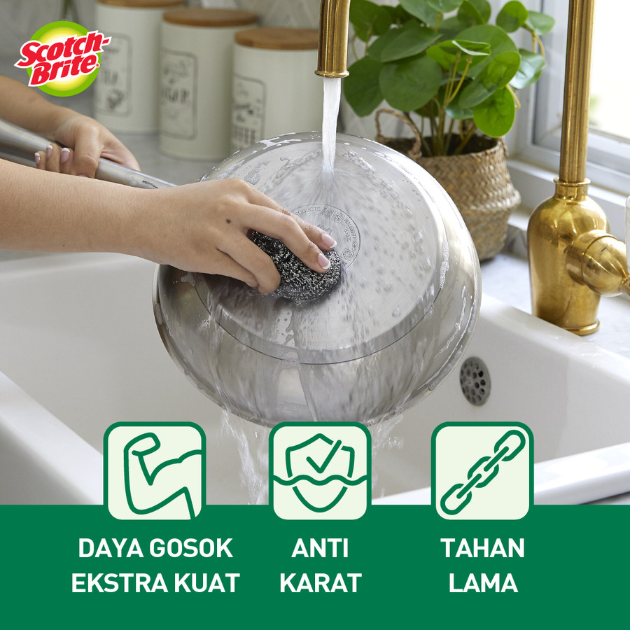 Scotch-Brite 3M Sabut Cuci Panci Stainless Basic Anti Karat ID-T58