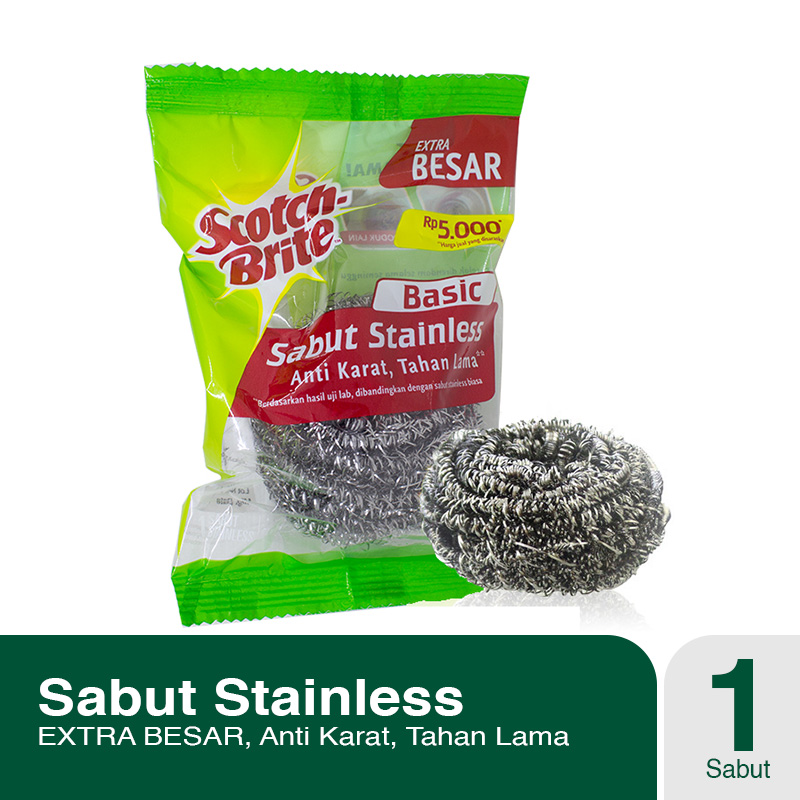 Scotch-Brite 3M Sabut Cuci Panci Stainless Basic Anti Karat ID-T58