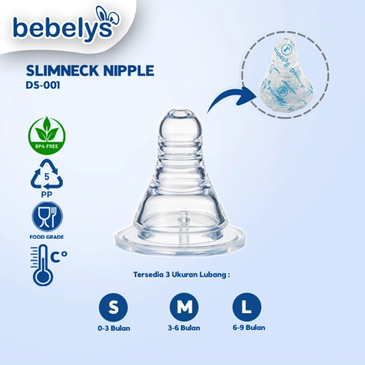 BEBELYS Karet Dot Bayi Slimneck Slimneck Nipple bagus aman higenis asli DS-001