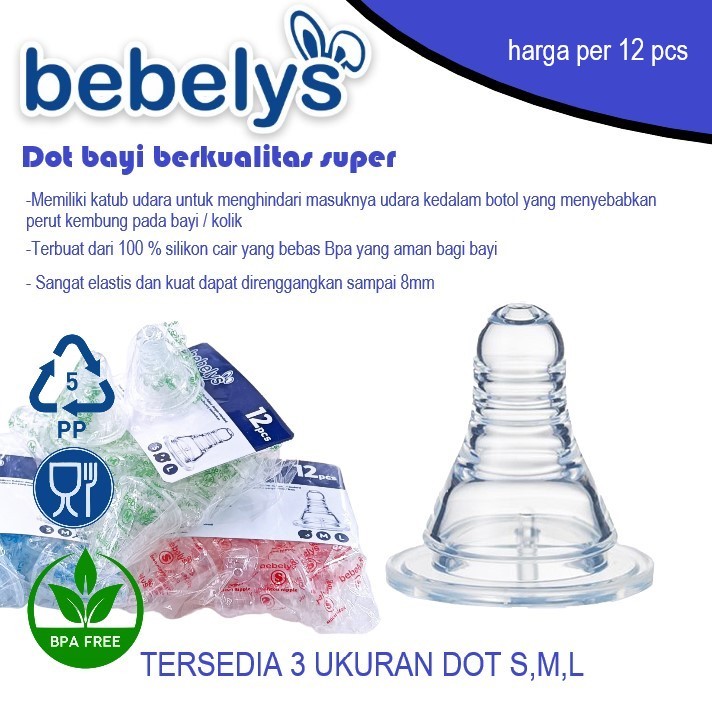 BEBELYS Karet Dot Bayi Slimneck Slimneck Nipple bagus aman higenis asli DS-001