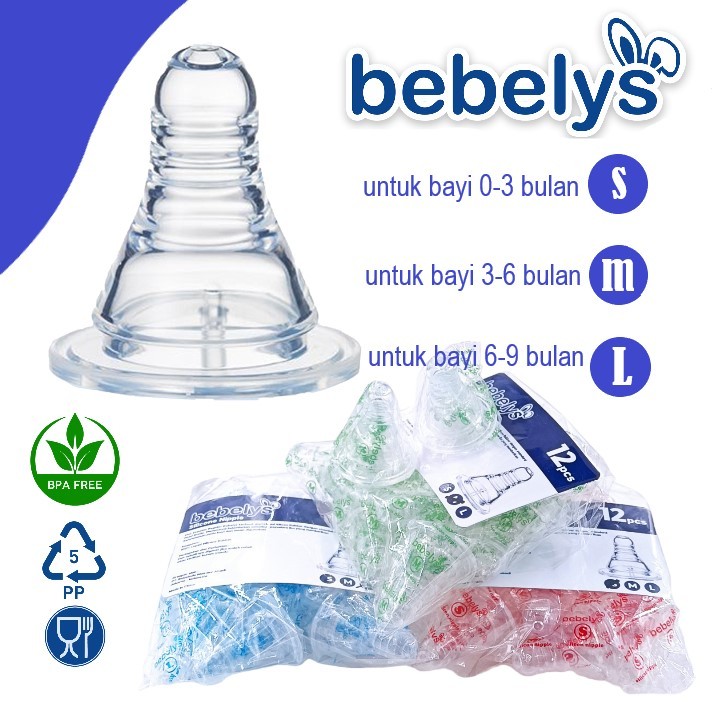 BEBELYS Karet Dot Bayi Slimneck Slimneck Nipple bagus aman higenis asli DS-001
